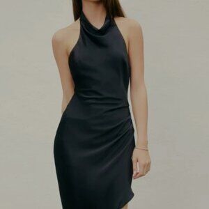 BOSSA NOVA HALTER DRESS - BLACK - LARGE